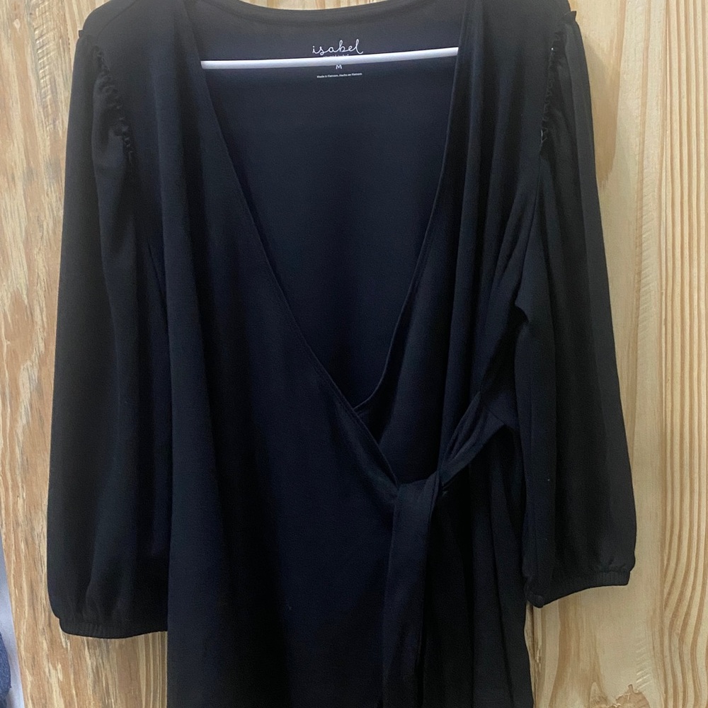 Ingrid & Isabel Black Wrap Blouse